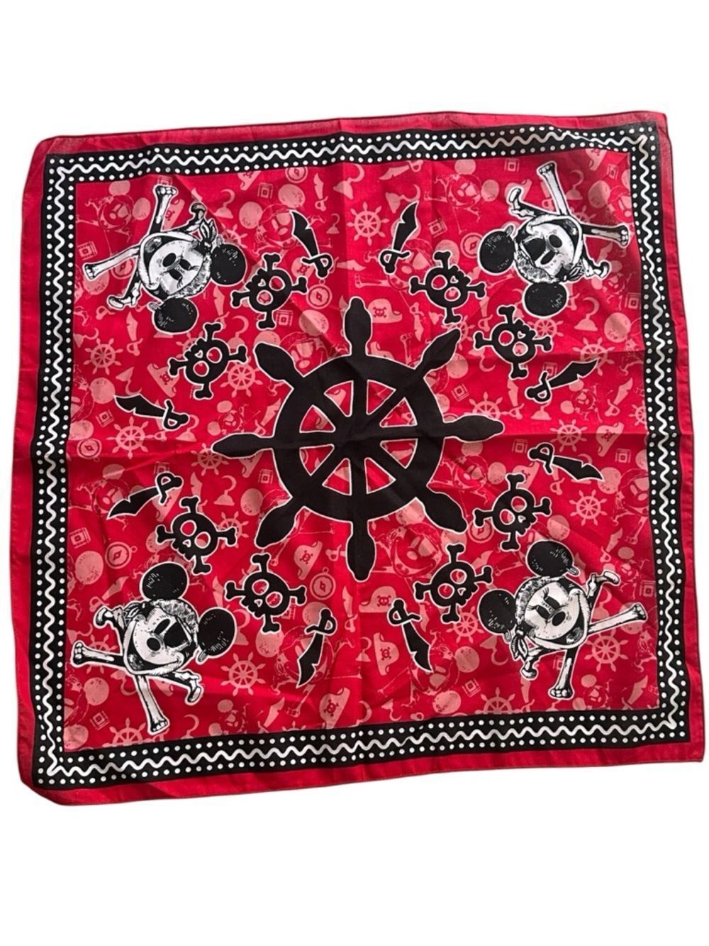 Disney Cruise Line Pirates of the Caribbean Mickey Bandana Red Y2K Punk Grunge
